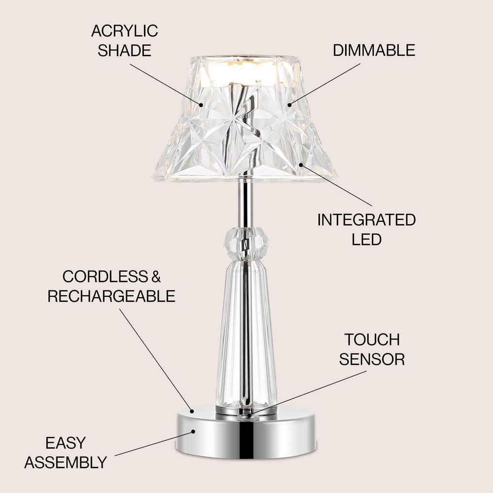 Madelyn Clear Acrylic Rechargeable LED Table Lamp with Faceted Shade