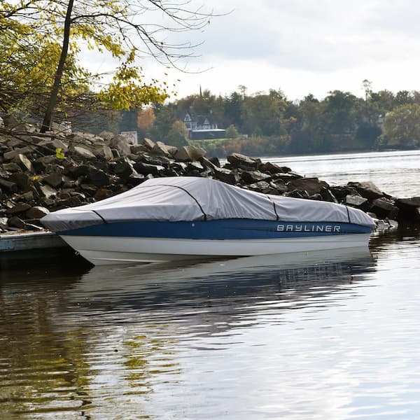 Budge Sporstman 600 Denier 20 ft. to 22 ft. L (Beam Width To 106 in.) Gray Center Console V-Hull Mooring Boat Cover Size 6