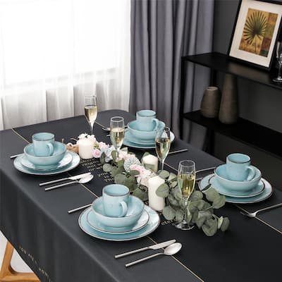 16- Piece Modern Light Blue Porcelain Dinnerware Sets (Service for Set for 4)