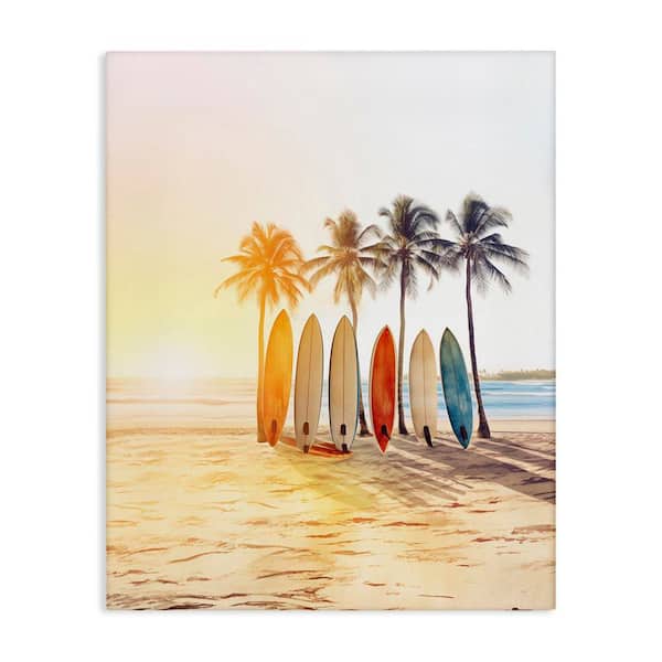 Stupell Industries Brightly Hued Surfboards by Arlington Prints Unframed Coastal Graphic Art Print 30 in. x 24 in.