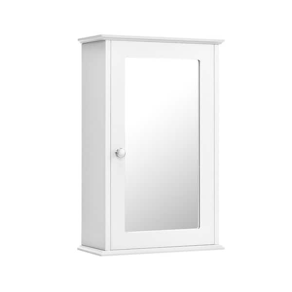 Zeus & Ruta 13.5 in. W x 21 in. H Rectangular MDF Medicine Cabinet with Mirror in White