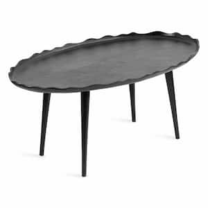 Alessia 33.5 in. Black Oval Metal Coffee Table