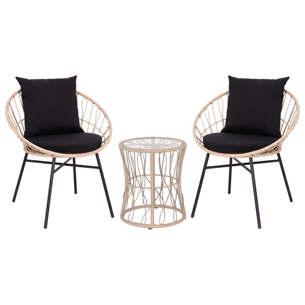 Brown 3-Piece Wicker/Rattan Patio Conversation Set price history on PriceWatchPro