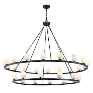 00633779095245, Aragon 30-Light Matte Black Chandelier