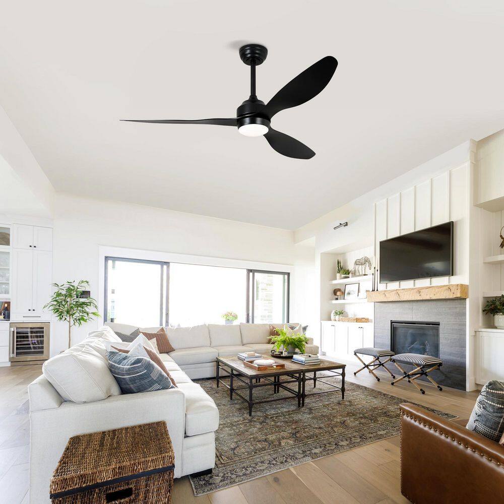 52 in. Indoor Integrated LED Modern Black Ceiling Fan Lighting with Remote Control price history on PriceWatchPro