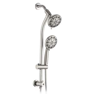 7-Spray Patterns with 1.8 GPM 5 in. Tub Wall Mount Dual Shower Heads in Brushed Nickel