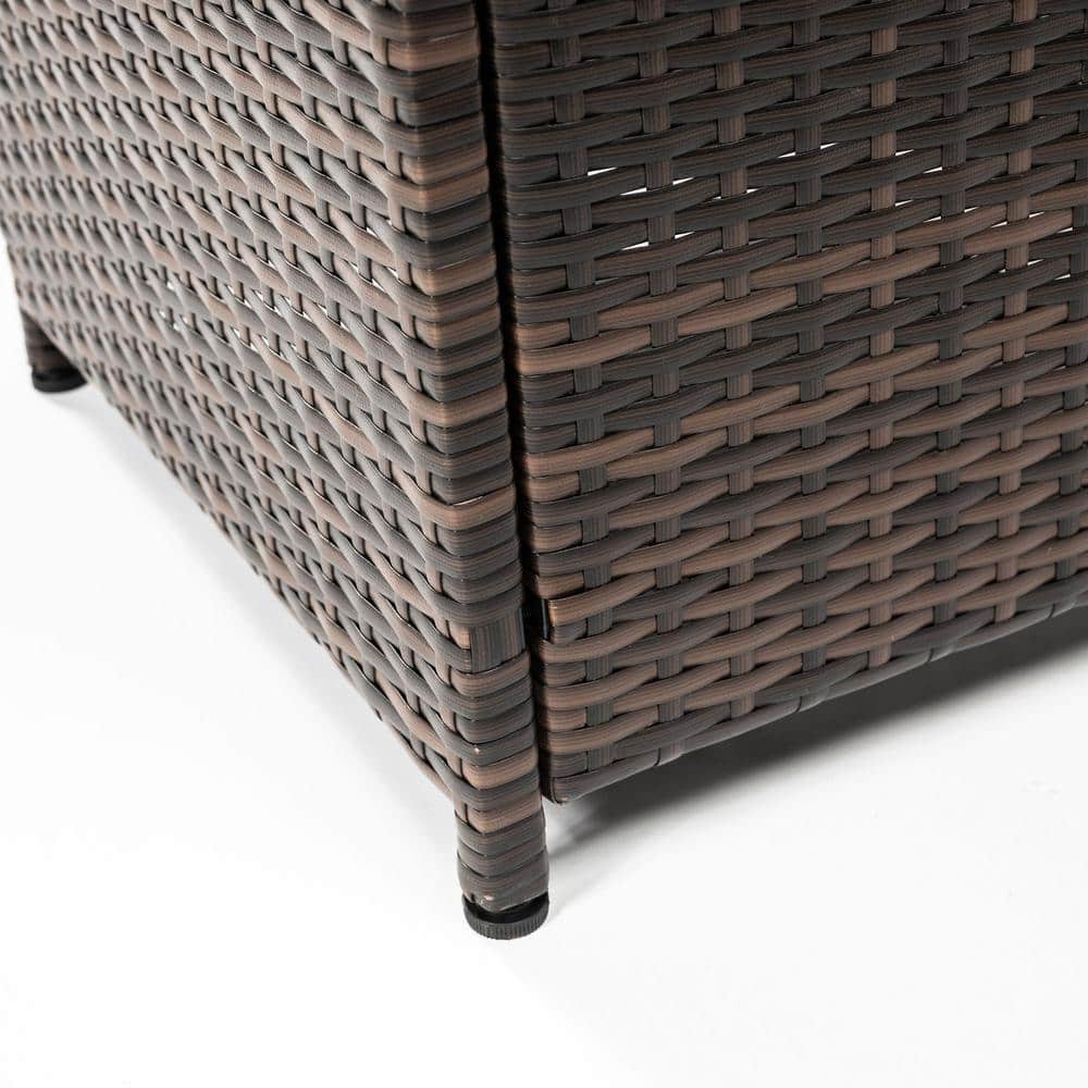28'' Brown Wicker Propane Fire Pit Table with Steel Top