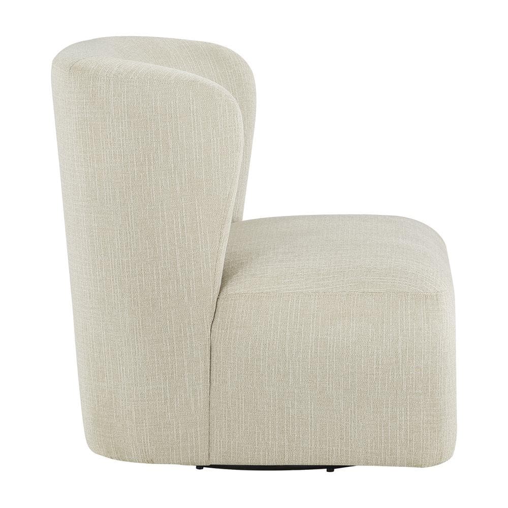 Lucia Linen White Swivel Barrel Accent Chair