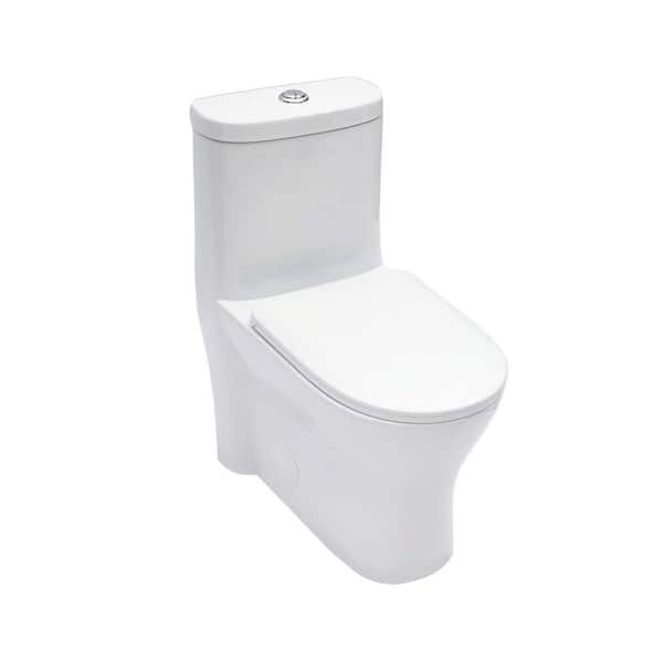 12 in. Rough-In 1-Piece 1.1/1.6 GPF Dual Flush Elongated Toilet with Integrated Tank in White Seat Included