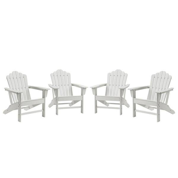 Casainc White Reclining Hdpe Resin Wood Adirondack Chair Set Of 4 Wf 0102hh0k0g4s The Home Depot Casainc White Reclining Hdpe Resin Wood, White Resin Adirondack Chairs Home Depot