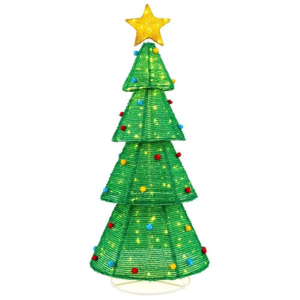 6.2 ft. Collapsible Christmas Tree with 200 Built-in LED Lights Top Star Decoration