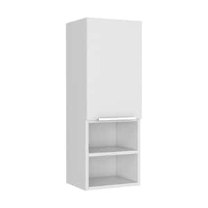 11.8" W x 32" H Rectangular White Particle Board Surface Mount Medicine Cabinet without Mirror with 4-Shelves