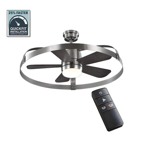 Home Decorators Collection Harrington 36 in. White Color Changing Integrated LED Brushed Nickel Ceiling Fan with Light Kit and Remote Control