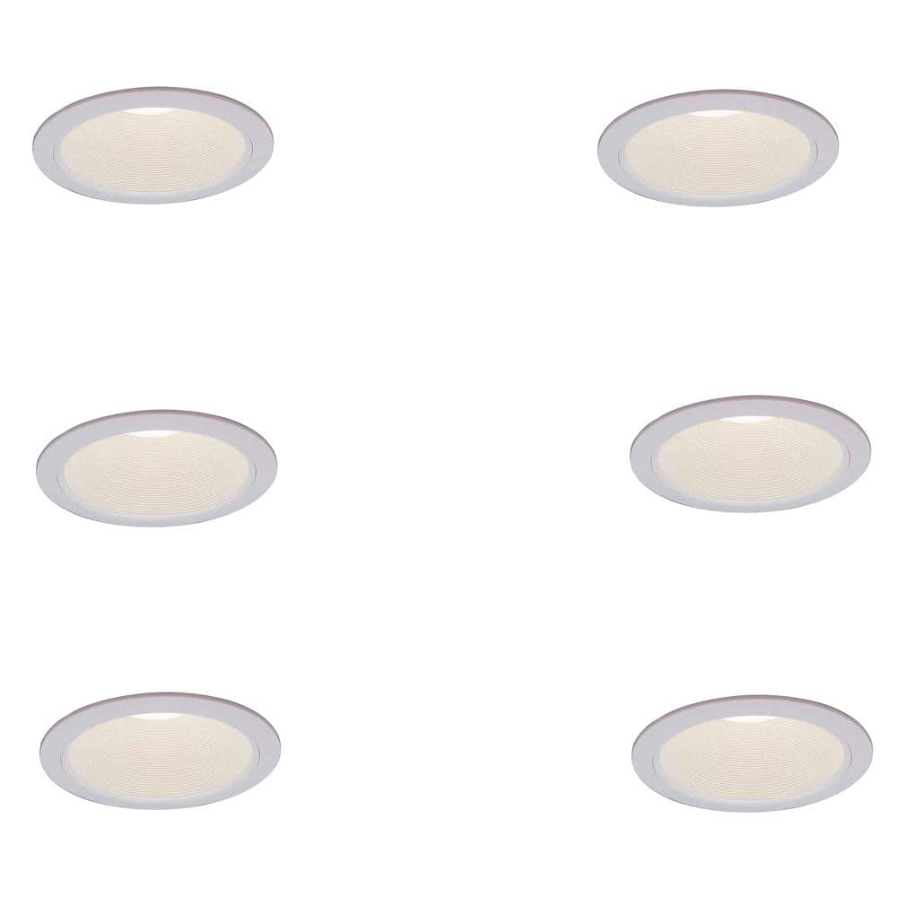 6 in. Steel R30 White Baffle Recessed Can Light Trim, 6-Pack