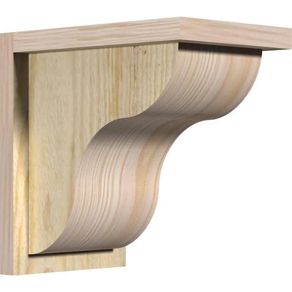 Ekena Millwork 8 in. x 12 in. x 12 in. Douglas Fir Carmel Rough Sawn Corbel with Backplate