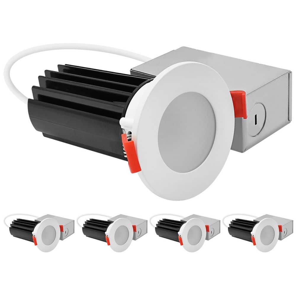 2 In. Integrated LED Recessed Canless Light with Waterproof Interchangeable Trim, 5CCT 1000LM 15W CRI80, Dimmable 4 Pack price history on PriceWatchPro