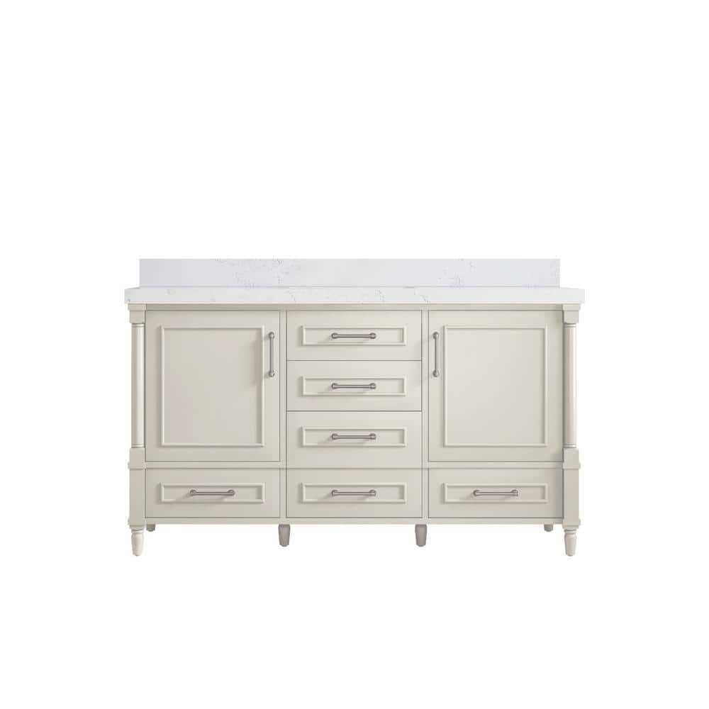 Hudson 60 in. Single Sink Freestanding Alabaster Bath Vanity with Empira White Quatrz Top Unassembled price history on PriceWatchPro