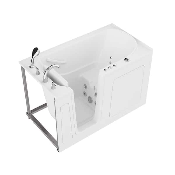 Universal Tubs HD Series 60 in. L x 32 in. W Left Drain Quick Fill Walk-In Whirlpool Bathtub with Powered Fast Drain in White