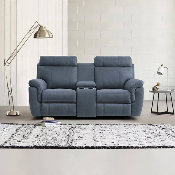 Lazzara Cassville 76 in. W Blue Microfiber Double Glider Manual