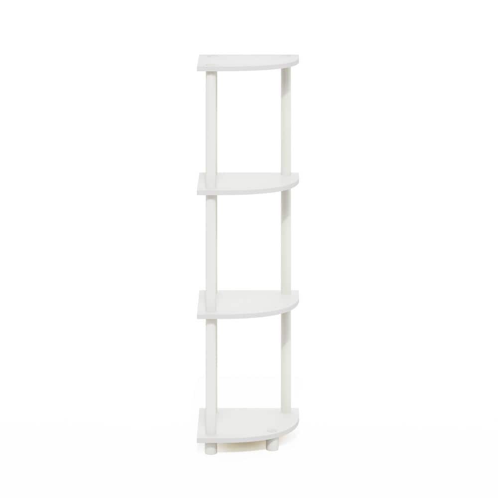 White Composite Wood 4-Tier Corner Display Rack