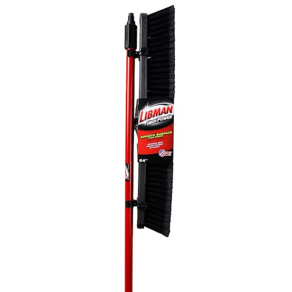 24 in. High Power Smooth Surface Push Broom with 60 in. Steel Handle (2-Pack)