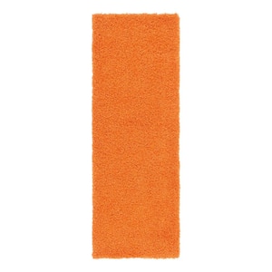 Solid Shag Tiger Orange 2' 2 x 6' 5 Area Rug