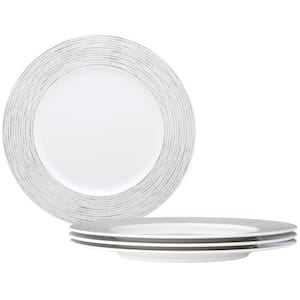 Green Hammock 11 in. (Green) Porcelain Stripes Rim Dinner Plates, (Set of 4)