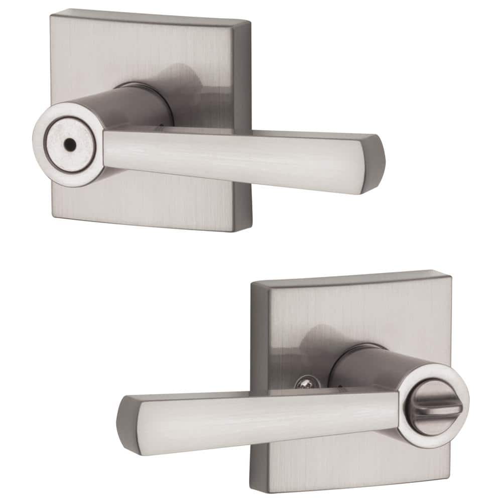 Satin Nickel Square Privacy Door Lever for Bed/Bath