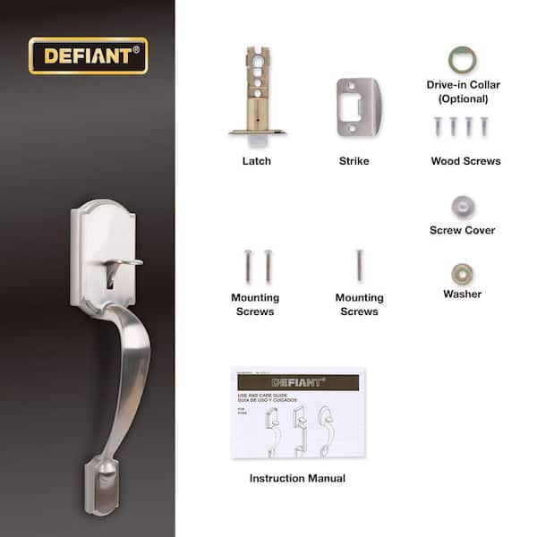 Defiant Castle Satin Nickel Entrance Door Handleset with Hartford