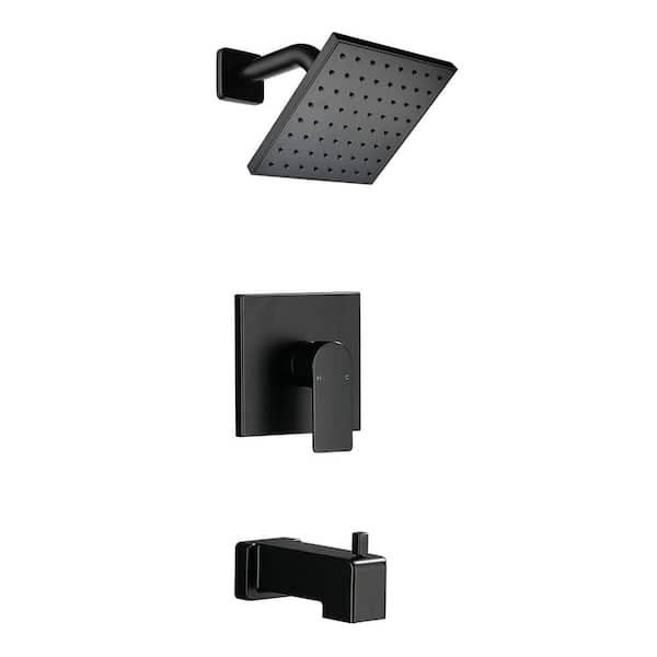 PERLIRIA INC Single Handle 1-Spray Tub and Shower Faucet 1.8 GPM in. Pressure Balance Matte Black Valve Included