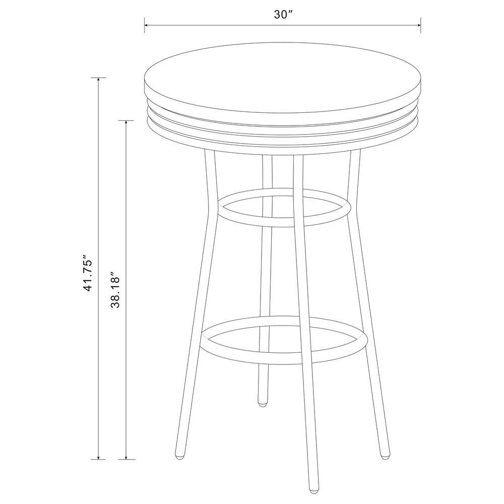 Contemporary Chrome and White Round Wood-Glass Bar Table