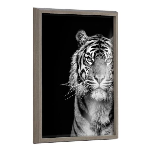 Kate and Laurel Blake Tiger Minimalist Animal by the Creative Bunch Studio Framed Glass Art Print 18 in. x 24 in.