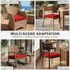 Various furniture styles using red seat cushion covers.
