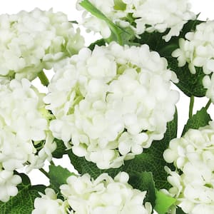 12 in. Cream White Artificial Guelder Rose Snowball Flower Stem Bush Bouquet Set of 2