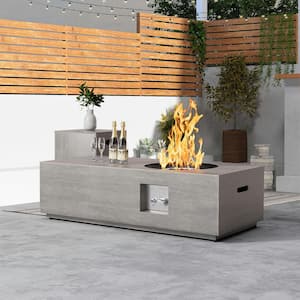 48 in. 50,000 BTU Rectangle Outdoor Propane Gas Fire Pit Table in Brown