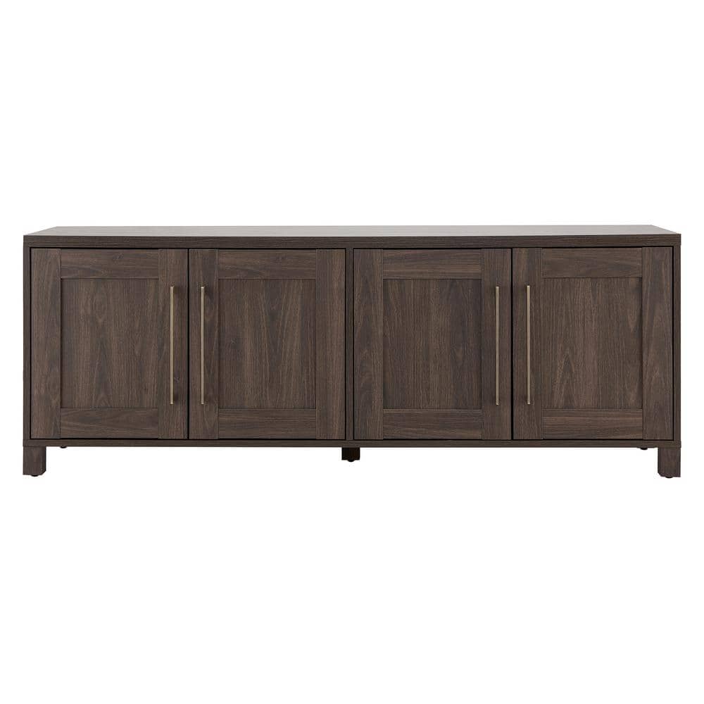 Alder Brown Transitional 68'' TV Stand with Brass Hardware