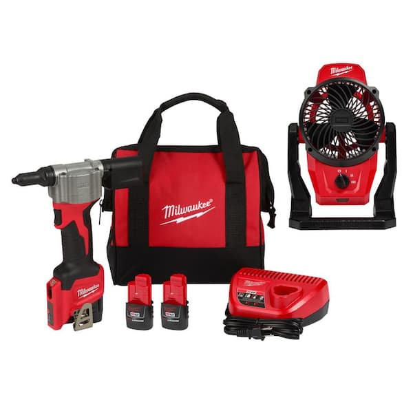 M12 Rivet Tool Kit with M12 Mounting Fan
