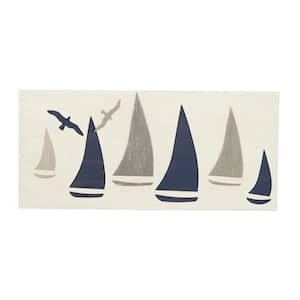 31 in. x  14 in. Wood White Sail Boat Wall Decor