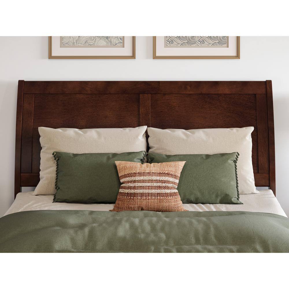 Valencia Walnut Full Sleigh Wood Platform Bed with Slats