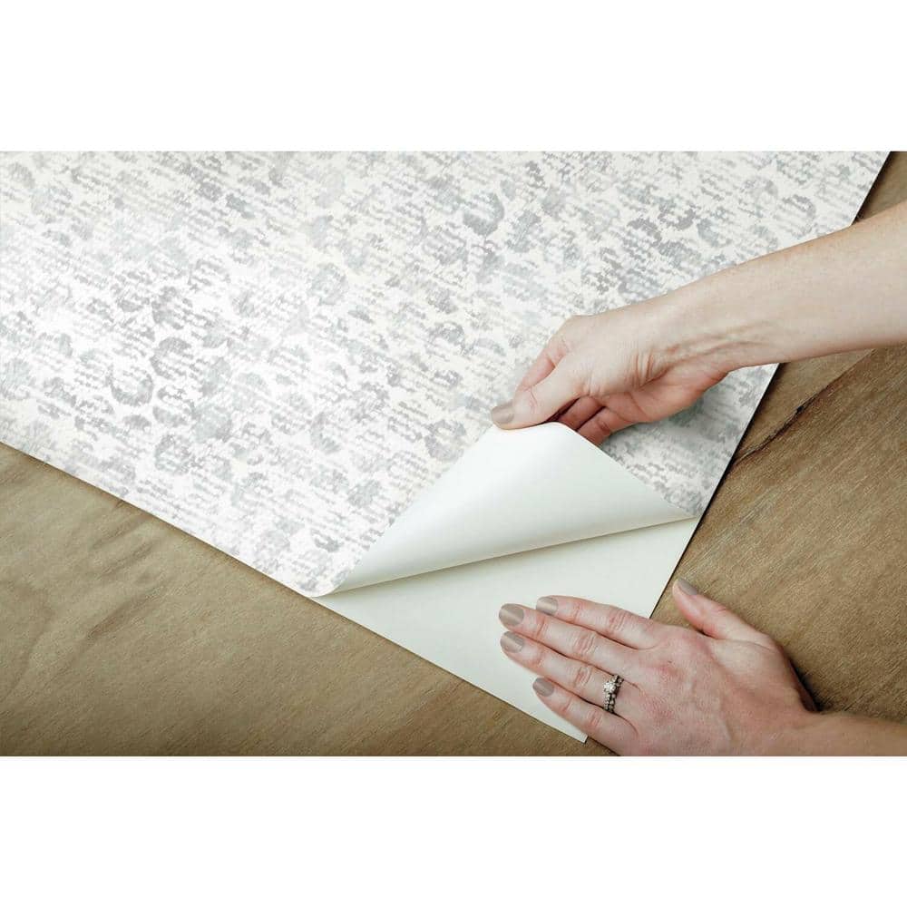 White and Gray Textured Peel and Stick Wallpaper Roll