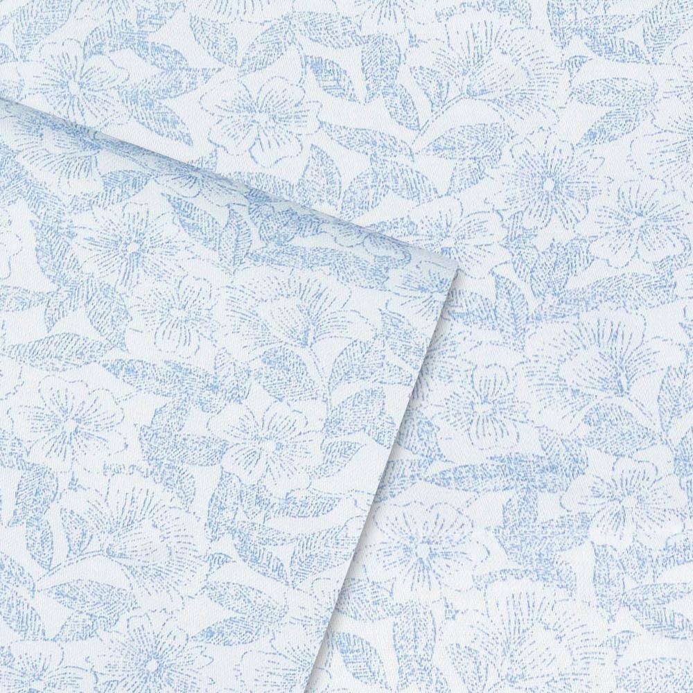 Blossoming Blue Floral Cotton Full Sheet Set