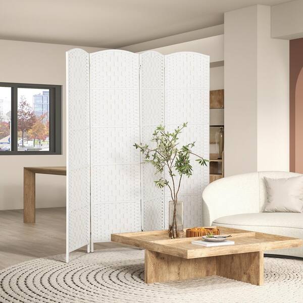 HOMCOM 70.9 in. Room Divider, White 4-Panel Folding Privacy Screen