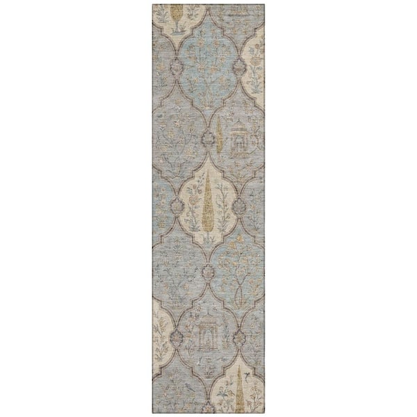 Chantille Machine Washable Indoor/Outdoor Abstract ACN3018 Spa 2 ft. x 7 ft. Runner Rug