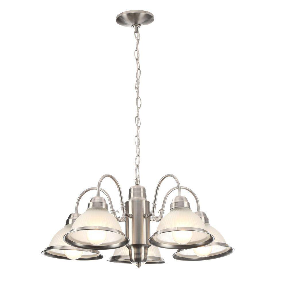Hampton Bay Halophane 5-Light Brushed Nickel Chandelier RS1951209