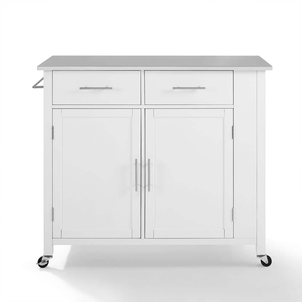 CROSLEY FURNITURE Savannah White with Stainless Steel Top Full-Size Kitchen  Island CF3029SS-WH - The Home Depot