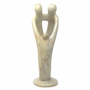 Soapstone Family Sculpture: Natural Stone, 2 Parents 1 Child 10 inch