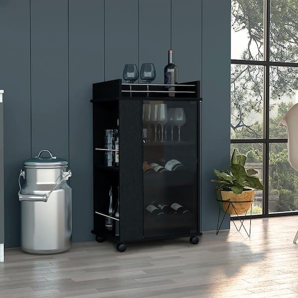 Unbranded Outdoor Grill Cart with Casters Glass Door and 2-Side Shelf