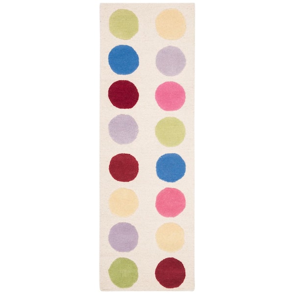 Kids 2 ft. x 7 ft. Ivory/Multi Geometric Runner Rug