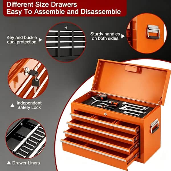 8‑Drawer Detachable Rolling Metal Tool Chest with Locking System