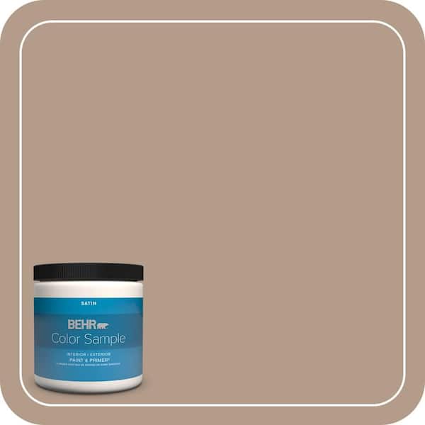 BEHR PREMIUM PLUS 8 oz. #PMD-77 Rich Taupe Satin Enamel Interior/Exterior Paint & Primer Color Sample
